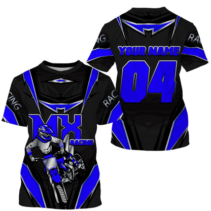 Customized name&number MX riding jersey blue kids men women Motocross racing UV off-road motorcycle PDT154