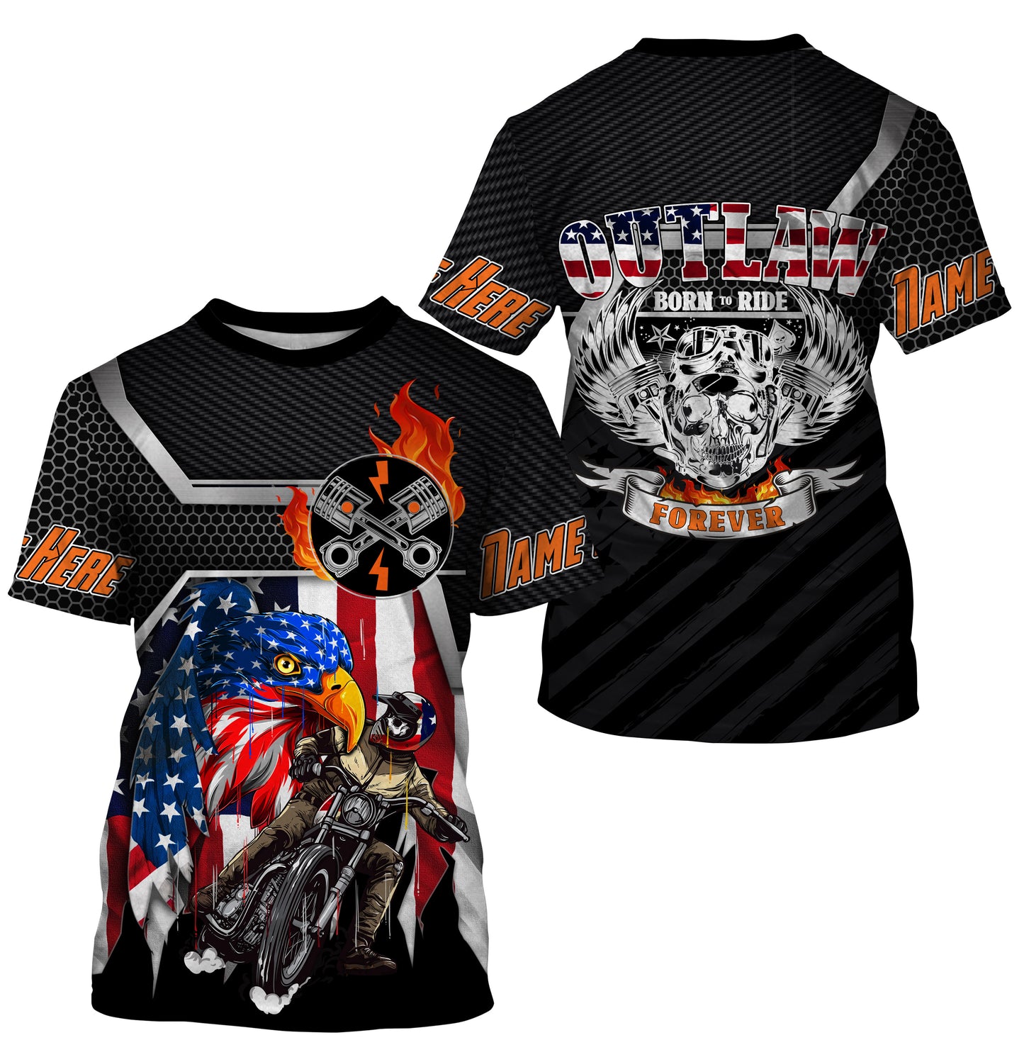 American Eagle Biker Jersey UPF30+ Anti UV Personalized Motorcycle Off-road Racing Patriotic Racewear| NMS462