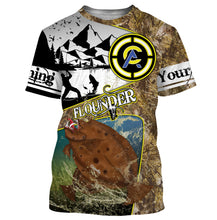 Load image into Gallery viewer, Flounder fishing camo custom name with funny Flounder angry ChipteeAmz&#39;s art UV protection shirts AT019