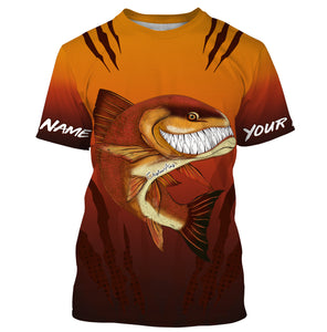 Redfish puppy drum fishing art custom name with angry redfish ChipteeAmz's art UV protection shirts AT030