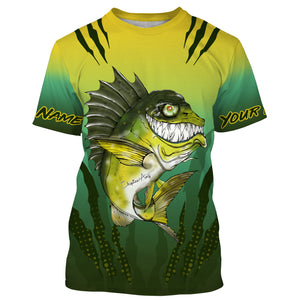 Largemouth Bass fishing custom name with angry bass ChipteeAmz's art UV protection shirts AT023