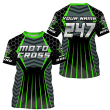 Load image into Gallery viewer, Personalized green Motocross jersey men women kid racing UPF30+ biker off-road motorcycle shirt PDT301