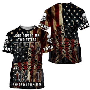 Biker Dad American Flag Riding Jersey Personalized Motorcycle Shirt Father's Day Gift for Dad Riders| NMS519