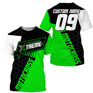 Extreme Motocross Jersey Personalized UPF30+ Racing Shirt Dirt Bike Off-road Biker Motorcycle - Green| NMS634