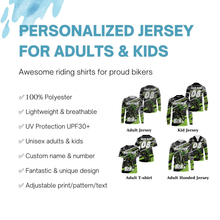 Load image into Gallery viewer, Green MTB jersey UPF30+ mountain bike jersey kids bike shirt mens downhill clothes cycling gear| SLC256