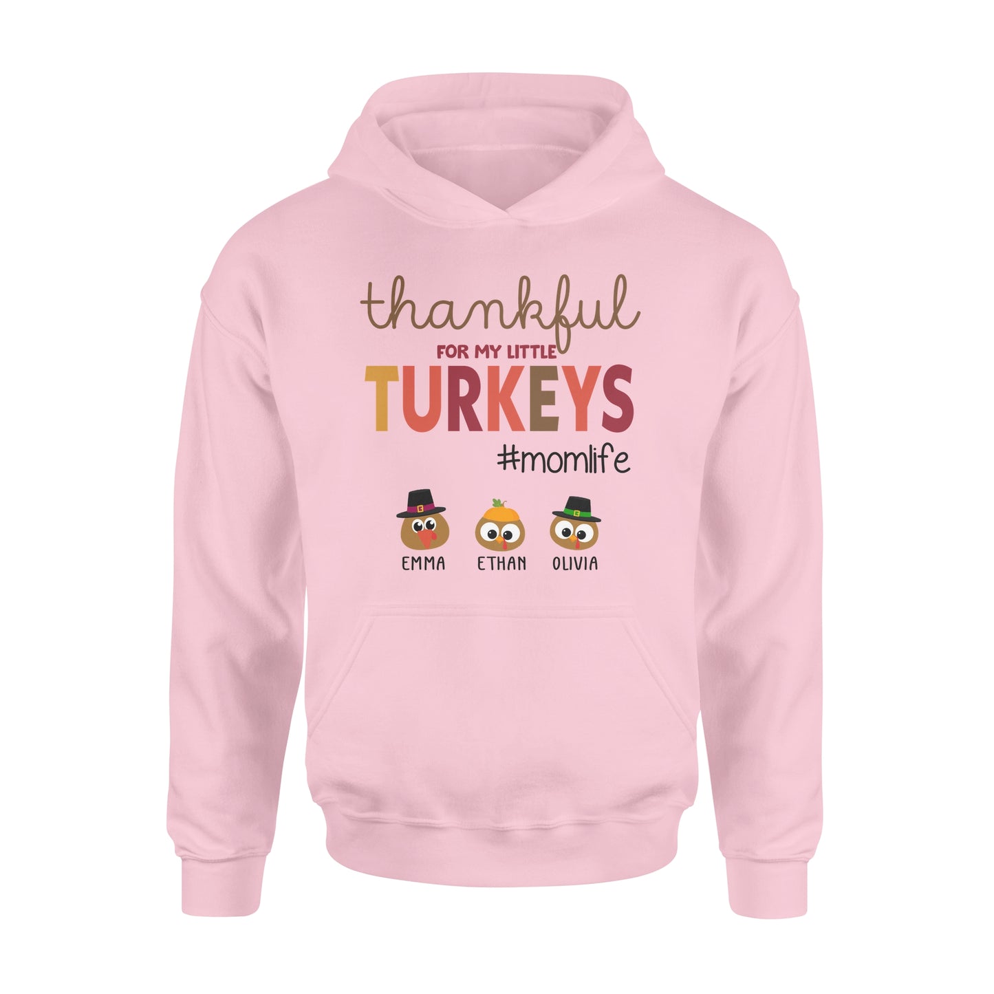 Custom name thankful for my little Turkeys personalized thanksgiving gift for mom - hoodie