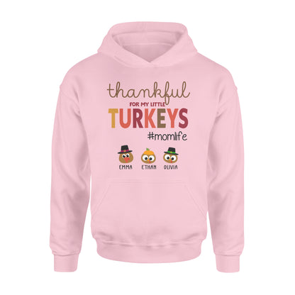 Custom name thankful for my little Turkeys personalized thanksgiving gift for mom - hoodie