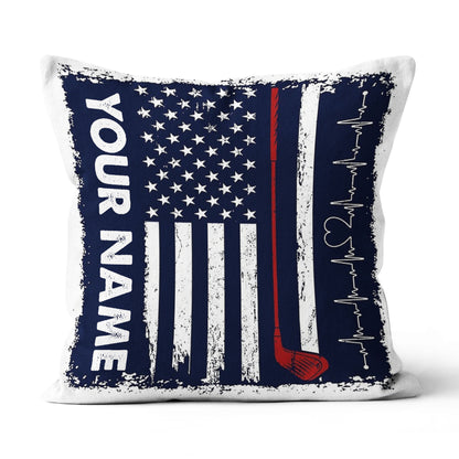 Heartbeat Retro American Flag Golf Pillow Customized Patriotic Golf Gift LDT1112