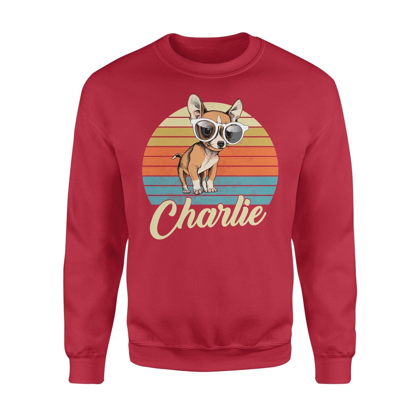Custom name awesome Chihuahua 1970s vintage retro personalized gift - Standard Crew Neck Sweatshirt