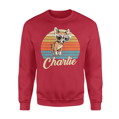 Custom name awesome Chihuahua 1970s vintage retro personalized gift - Standard Crew Neck Sweatshirt