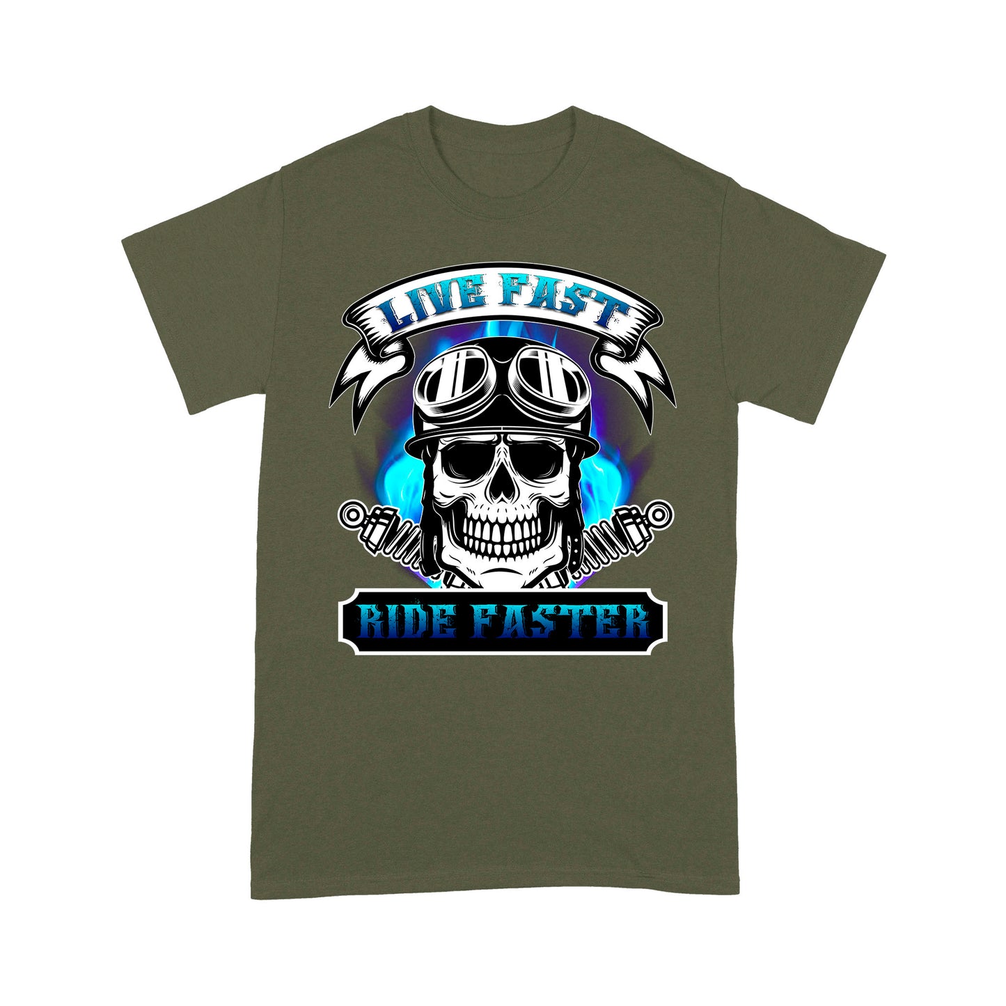 Motocycle Men T-shirt - Live Fast Ride Faster, Cool Skull Riding Tee Motocross Off-road Racing Shirt| NMS128 A01