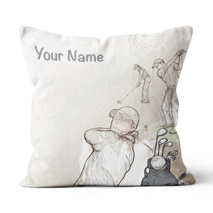 Vintage Hand Drawn Golfer Customized Pillow Personalized Golfing Gifts LDT1116