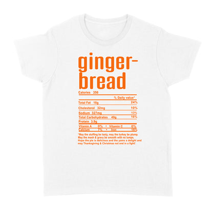 Gingerbread nutritional facts happy thanksgiving funny shirts - Standard Women's T-shirt