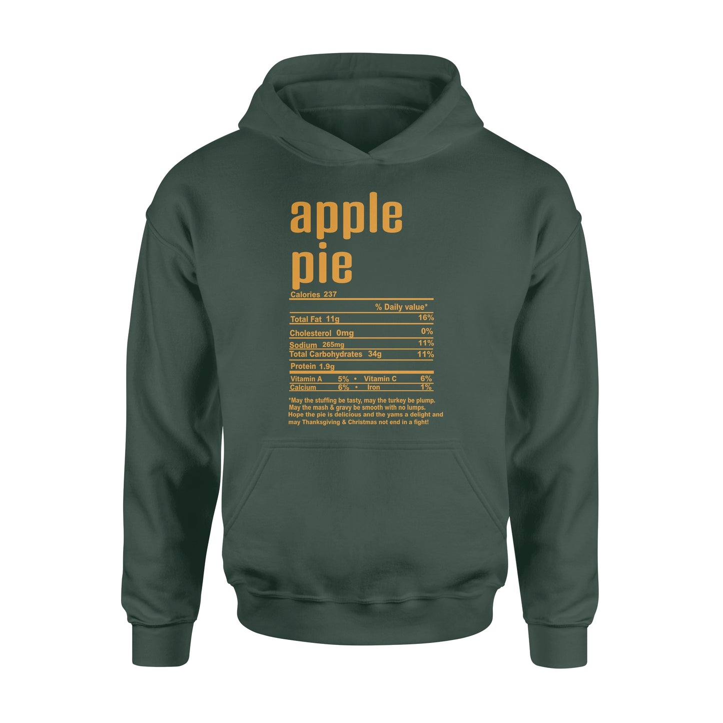 Apple pie nutritional facts happy thanksgiving funny shirts - Standard Hoodie