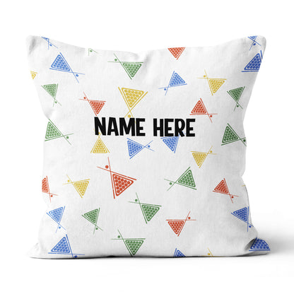 Funny Colorful Billiards Cue And Balls Pattern Custom Name White Pillow TDM0863