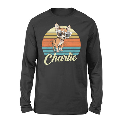 Custom name awesome Chihuahua 1970s vintage retro personalized gift - Standard Long Sleeve