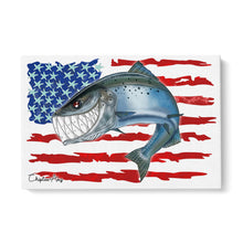 Load image into Gallery viewer, Salmon fishing with American flag ChipteeAmz&#39;s art Matte Canvas AT026