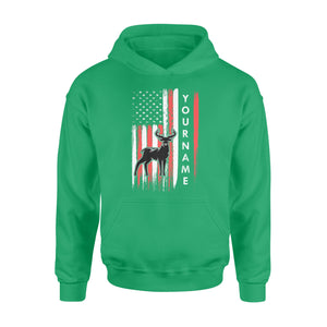 American flag deer hunting custom name shirt, personalized deer hunting apparel Hoodie- NQS1206