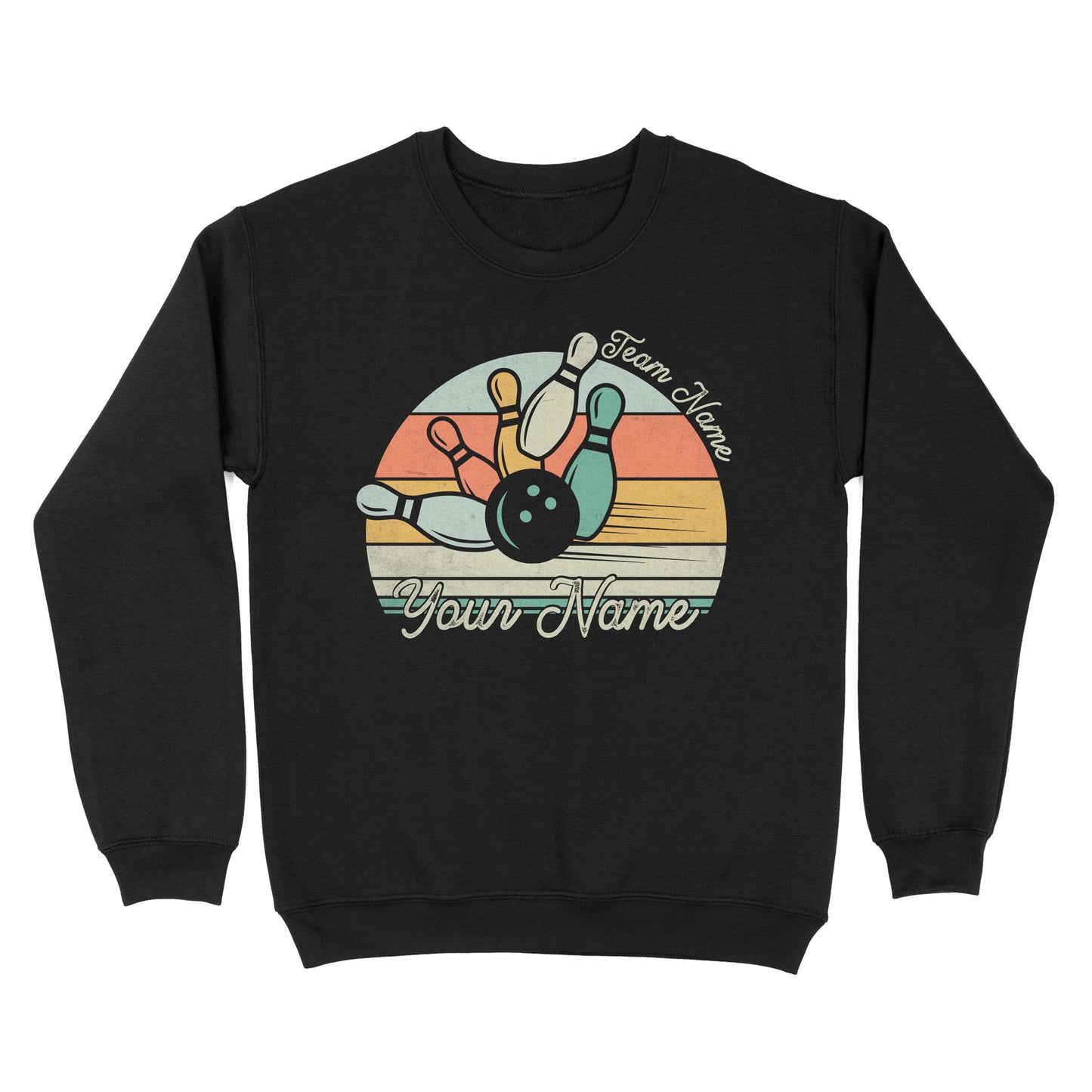 Custom Bowling Retro Shirt, Personalized Bowling Name Crew Neck Sweatshirt