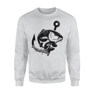 Carp fishing tattoos Customize name Crew Neck Sweatshirt, personalized fishing gifts for fisherman - NQS1208