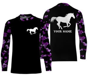 Love Horse purple camo Custom All over print Shirts, personalized horse gifts for girls - NQS2687