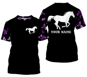 Love Horse purple camo Custom All over print Shirts, personalized horse gifts for girls - NQS2687