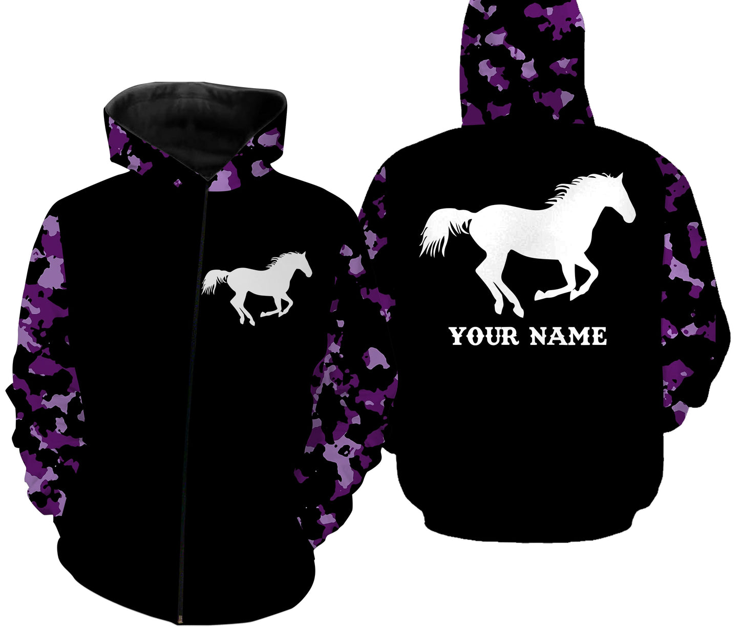 Love Horse purple camo Custom All over print Shirts, personalized horse gifts for girls - NQS2687