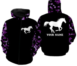 Love Horse purple camo Custom All over print Shirts, personalized horse gifts for girls - NQS2687