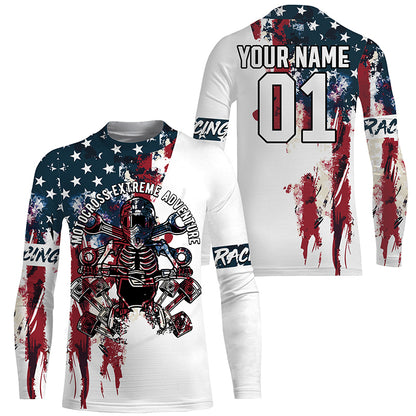 Patriotic Motocross Jersey UPF30+ Personalized American Flag MX Racing Motorcycle Extreme NMS1146