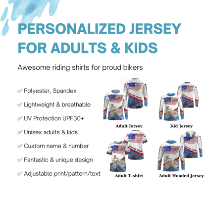 Personalized Adult kid MTB jersey UPF30+ patriotic mountain bike riding gear Downhill cycling shirt| SLC18